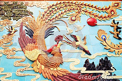 Chinese phoenix art wall China Stock Photo