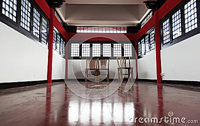 A traditional Chinese room at Dragon Gate Stock Photo