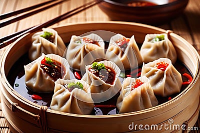 Traditional Chinese steamed dumpling dim sum food snack meal Stock Photo