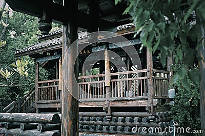 traditional chinese wooden building of wuhan garden expo park Editorial Stock Photo