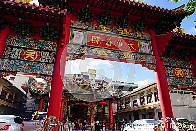 Traditional Chinese temple in Thailand. Kuan yim shrine. Editorial Stock Photo