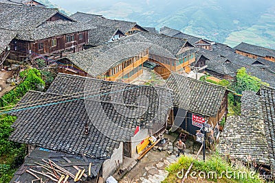 Traditional chinese village wooden houses Editorial Stock Photo