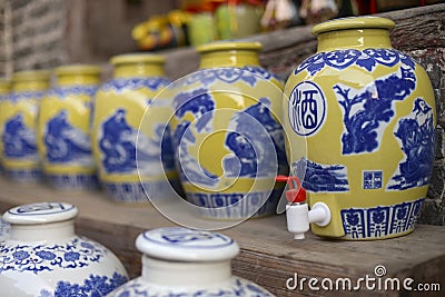 Traditional Chinese wine jar Stock Photo