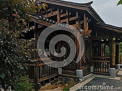 traditional chinese wooden building of wuhan garden expo park Stock Photo