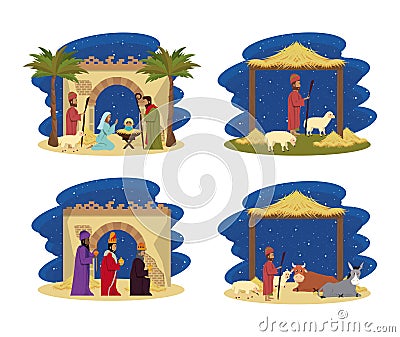 Traditional Christian Christmas Vector Illustration