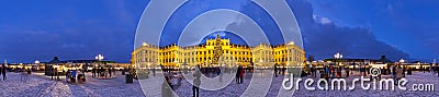 Christmas panorama of SchÃ¶nbrunn palace Editorial Stock Photo