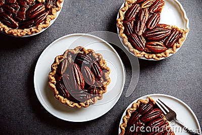 Traditional Christmas American dessert baked pecan pie Stock Photo