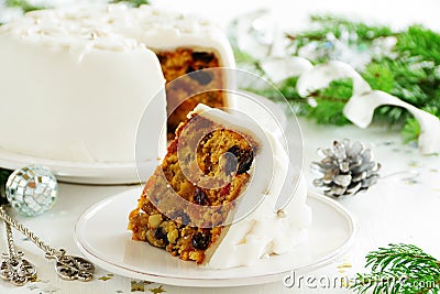 Traditional Christmas fruit cake Stock Photo