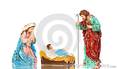 Traditional Christmas nativity with Mary and Joseph and Baby Jesus Stock Photo
