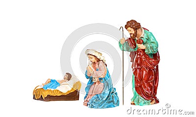 Traditional Christmas nativity with Mary and Joseph and Baby Jesus Stock Photo