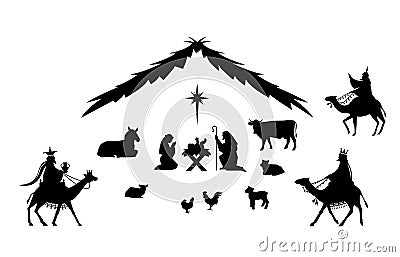 Traditional Christmas scene. Vector Illustration