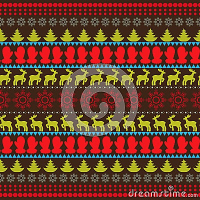 Traditional Christmas seamless horizontal pattern vector Vector Illustration