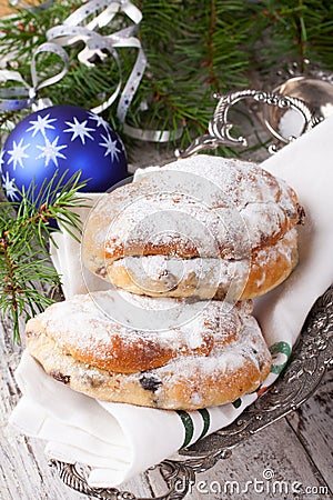 Traditional Christmas Stollen Stock Photo