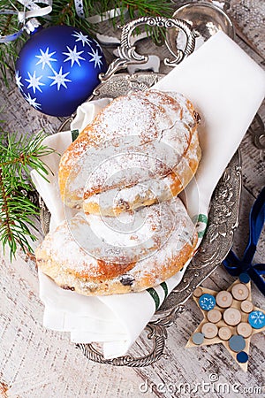 Traditional Christmas Stollen Stock Photo