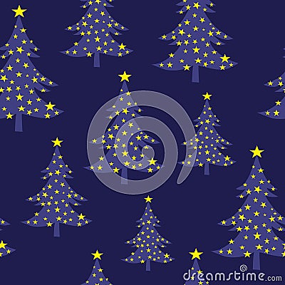 Christmas Trees Seamless Pattern, Traditional Christmas Surface Pattern, Vector Repeat Pattern Vector Illustration