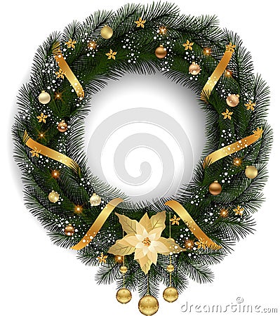 Traditional Christmas Wreath Vector Illustration