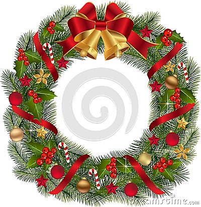 Traditional Christmas Wreath Vector Illustration