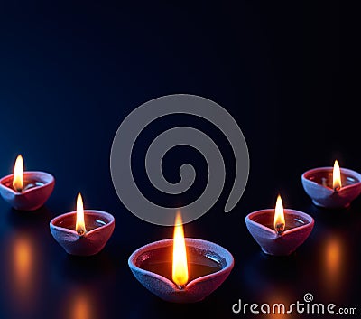 Traditional clay diya lamps Stock Photo