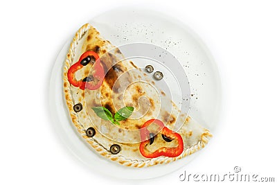 Traditional closed italian calzone pizza Stock Photo