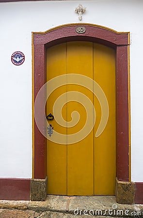 Colonial Door in Tiradentes - Minas Gerais - Brazil Stock Photo