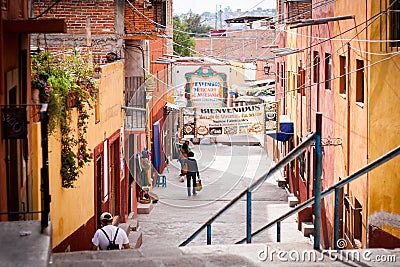 Traditional colonial streets of San Miguel de Allende Editorial Stock Photo