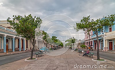 Traditional colonial style buildings located on main street Editorial Stock Photo