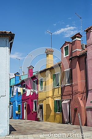 Traditional colored houses in Burano Editorial Stock Photo