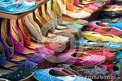 Traditional colorful Arabic slippers Stock Photo