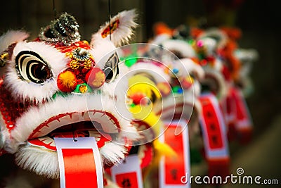 Traditional colorful chinese lion Stock Photo