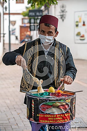 Traditional colorful Ottoman Paste candy seller in Hamamonu, Ankara Editorial Stock Photo