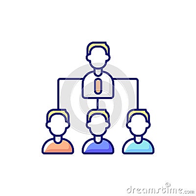 Traditional company structure RGB color icon Cartoon Illustration