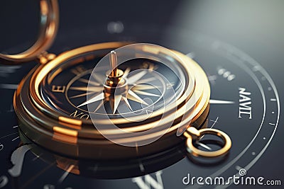 A traditional compass transitioning into a GPS navigation system generated by AI Stock Photo