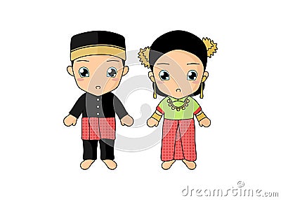 Traditional couple dress of Sulawesi Barat Vector Illustration