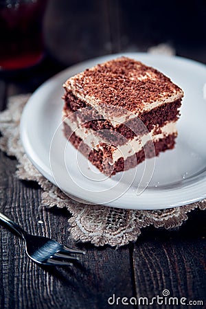 Traditional cream pie with pudding Stock Photo