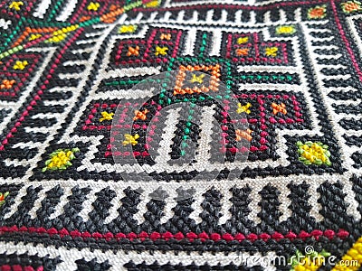 Traditional cross-stitch. Vintage Ukrainian cross-stitch. Juicy colors. Stock Photo
