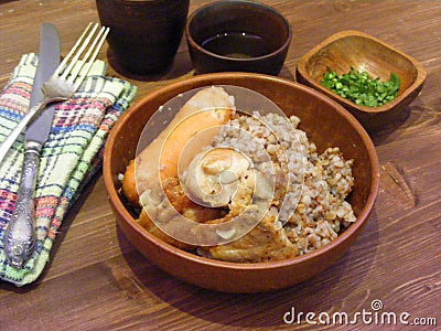 Traditional cuisine of Belarus and Russia: russian buckwheat Stock Photo