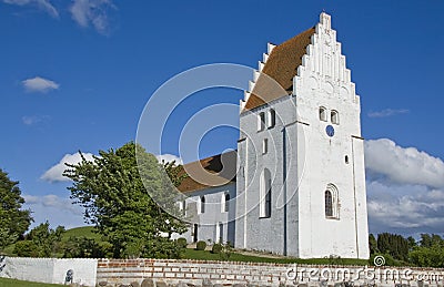 Traditional Danish Village churc Stock Photo