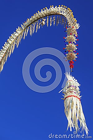 Traditional decorated Balinese penjor Stock Photo