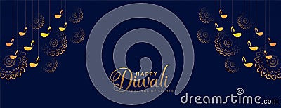 Traditional decorative happy diwali festival banner design Vector Illustration
