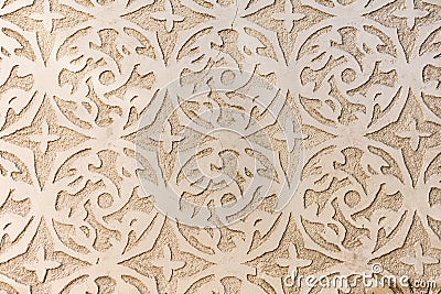 Traditional decorative pattern of the facades of the houses in the historic Jewish quarter of Segovia. Also called sgraffito Stock Photo