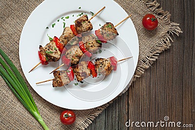 Traditional delicious turkey kebab skewer barbecue Stock Photo