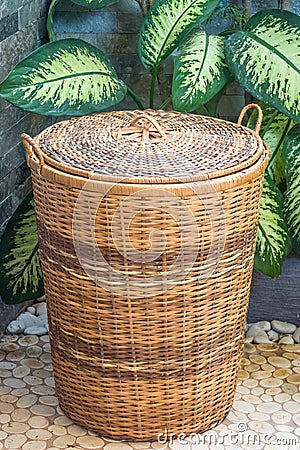 Traditional design rattan basket big size Stock Photo