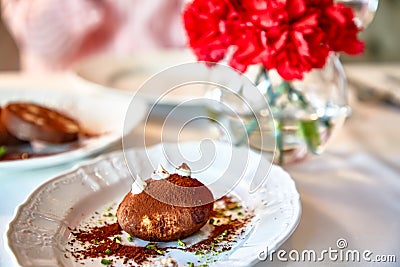 Traditional dessert of the USSR and Russia-kartoshka Stock Photo