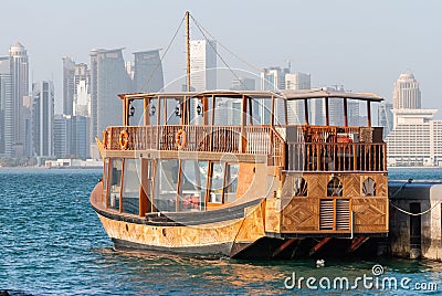 Traditional dhow boat in Qatar Stock Photo