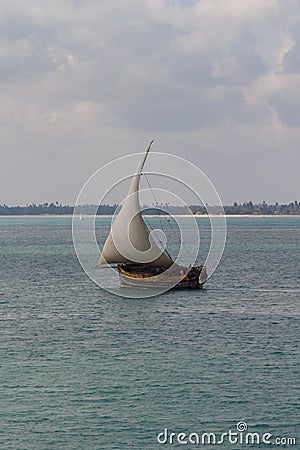 Traditional Dhow Sailing Stock Photo