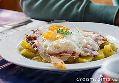 Traditional dish on italian alps Stock Photo