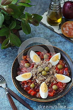 A traditional dish of Tunisian cuisine - Mechouia salad Stock Photo