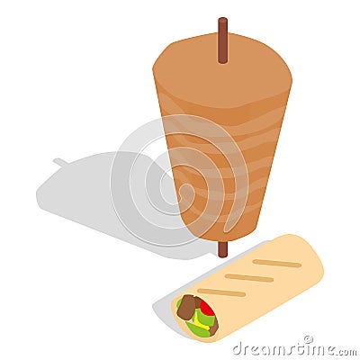 Traditional doner kebab icon, isometric 3d style Vector Illustration