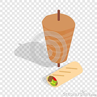 Traditional doner kebab isometric icon Vector Illustration