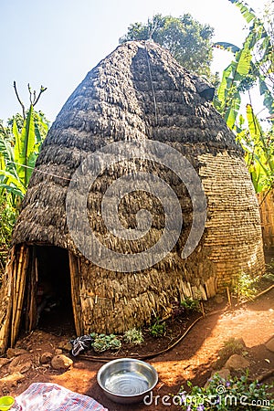 Traditional Dorze hut woven out of bamboo, Ethiop Stock Photo